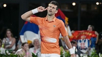 Novak Djokovic celebrates after winning the final of the ATP Adelaide International tournament (AFP) Novak Djokovic celebrates after winning the final of the ATP Adelaide International tournament (AFP)