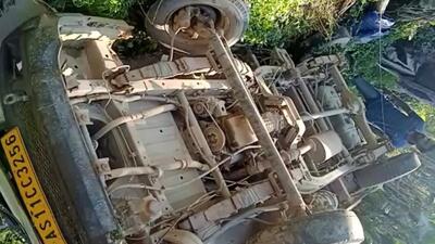 The vehicle, returning from a picnic spot carrying 11 passengers lost control and fell 100 meters down the hill (HT Photo)
