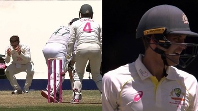 Screengrab of the moment when Australia conceded five penalty runs in the match (Twitter)