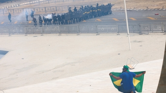 Jair Bolsonaro Supporters: Security forces operate as supporters of Brazil's former President Jair Bolsonaro demonstrate .(Reuters)