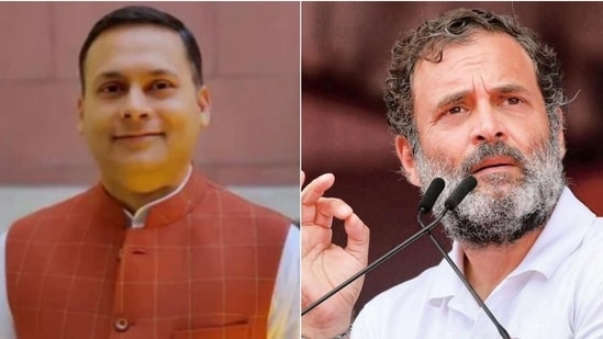 Bharatiya Janata Party IT-cell head Amit Malviya and Congress leader Rahul Gandhi.