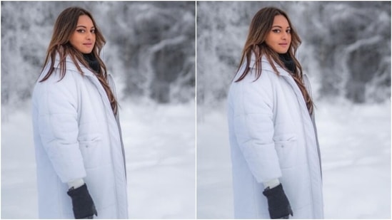 Sonakshi posed in the pictures in open pants and little make-up, paying attention to the snow and cold weather.  (Instagram/@aslisona)