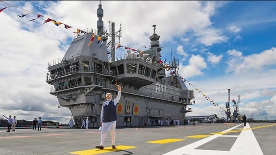 Prime Minister Narendra Modi after commissioning aircraft carrier INS Vikrant.