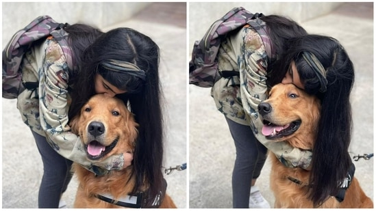 Nitara Khanna with her pet dog. 