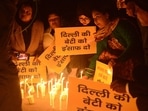Aam Aadmi Party (AAP) supporters hold candles for the victim in the Kanjhawala case, at Jantar Mantar, in New Delhi. (ANI Photo)