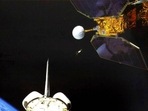 The space shuttle Challenger launches the Earth Radiation Budget Satellite in 1984. (NASA via AP) The space shuttle Challenger launches the Earth Radiation Budget Satellite in 1984. (NASA via AP)
