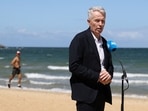 Craig Tiley, CEO of Tennis Australia talks to the media during a photo shoot at Brighton Beach