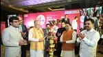 Uttar Pradesh ministers Suresh Khanna, Aseem Arun and Nitin Agarwal at a roadshow in Chennai on Monday. (HT ) Uttar Pradesh ministers Suresh Khanna, Aseem Arun and Nitin Agarwal at a roadshow in Chennai on Monday. (HT )