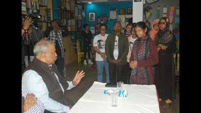 ADG, Agra zone, Rajeev Krishna interacting with acid attack survivors at Sheroes Hangout in Agra. (HT file) ADG, Agra zone, Rajeev Krishna interacting with acid attack survivors at Sheroes Hangout in Agra. (HT file)