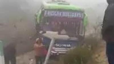 According to the police, dense fog and the high speed of the bus are said to be the reason behind both accidents (ANI Photo) According to the police, dense fog and the high speed of the bus are said to be the reason behind both accidents (ANI Photo)