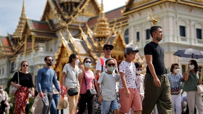 Covid In Thailand: Tourists visit the Grand Palace, one of the top tourist attraction spots in Thailand. (Reuters)