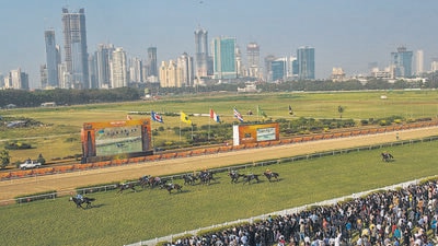 Mumbai, India - February 4, 2018: Spectators watch Indian derby 2018 at Mahalaxmi racecourse in Mumbai, India, on Sunday, February 4, 2018. (Photo by Pratik Chorge/Hindustan Times) (Pratik Chorge/HT Photo)