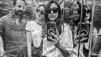 Kareena Kapoor with Saif Ali Khan and Karisma Kapoor.