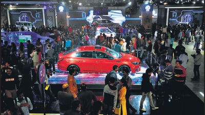 The biennial automobile spectacle was last held in February 2020 and could not take place in 2022 because of Covid-19 pandemic. (Sunil Ghosh/HT Photo) The biennial automobile spectacle was last held in February 2020 and could not take place in 2022 because of Covid-19 pandemic. (Sunil Ghosh/HT Photo)