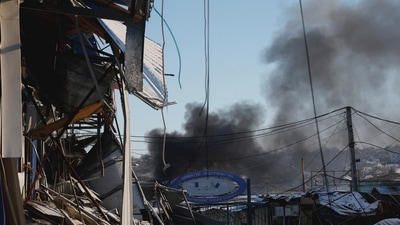 Russia-Ukraine War: Plumes of smoke rise from a Russian strike in Donbas city of Bakhmut, Ukraine. (Reuters)