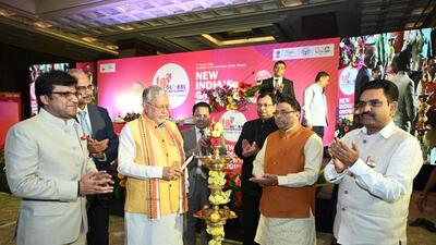 Uttar Pradesh ministers Suresh Khanna, Aseem Arun and Nitin Agarwal at a roadshow in Chennai on Monday. (HT ) Uttar Pradesh ministers Suresh Khanna, Aseem Arun and Nitin Agarwal at a roadshow in Chennai on Monday. (HT )