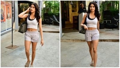 Janhvi Kapoor was spotted post her gym session in Mumbai on Monday. She was last seen in Mili and will now be seen in Mr and Mrs Mahi and Bawaal this year. &nbsp;(Varinder Chawla) 