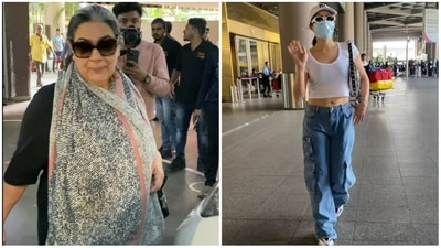 &nbsp;Sara Ali Khan and mother Amrita Singh returned from their New Year vacation in London on Monday. The two were spotted at the airport around noon. Sara was believed to have met ex-boyfriend Kartik Aaryan during the vacation. (Varinder Chawla) 