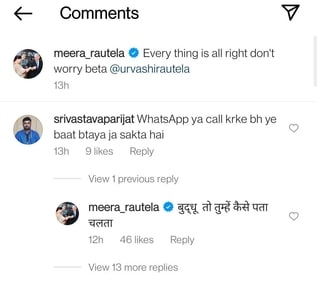 Meera Rautela reacts to comment on her cryptic post. Meera Rautela reacts to comment on her cryptic post.