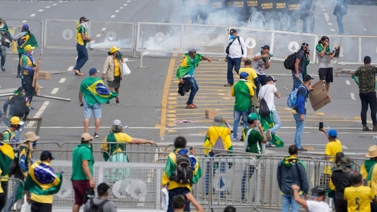 Brazil Anti-Democratic Riots: Protesters, supporters of Brazil's former President Jair Bolsonaro, clash with police.(AP)