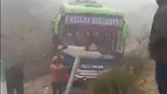 According to the police, dense fog and the high speed of the bus are said to be the reason behind both accidents (ANI Photo)