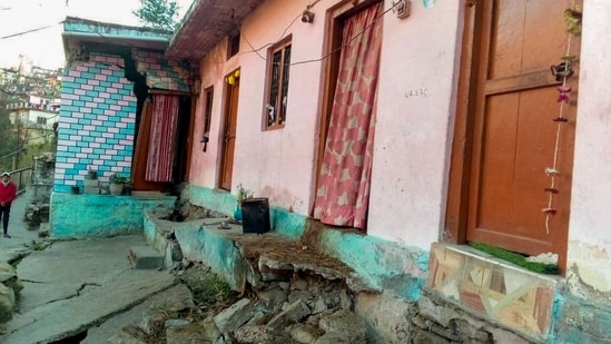 Cracks appear at houses in Joshimath in Chamoli district, Sunday, January 8, 2023. (PTI Photo)