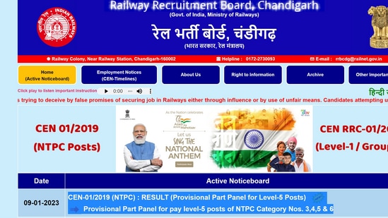 RRB NTCP result: List of empanelled candidates for level 5 out at rrbcdg.gov.in RRB NTCP result: List of empanelled candidates for level 5 out at rrbcdg.gov.in