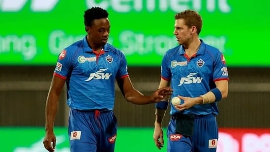 Kagiso Rabada (L) and Anrich Nortje play for Delhi Capitals in the IPL (IPL)