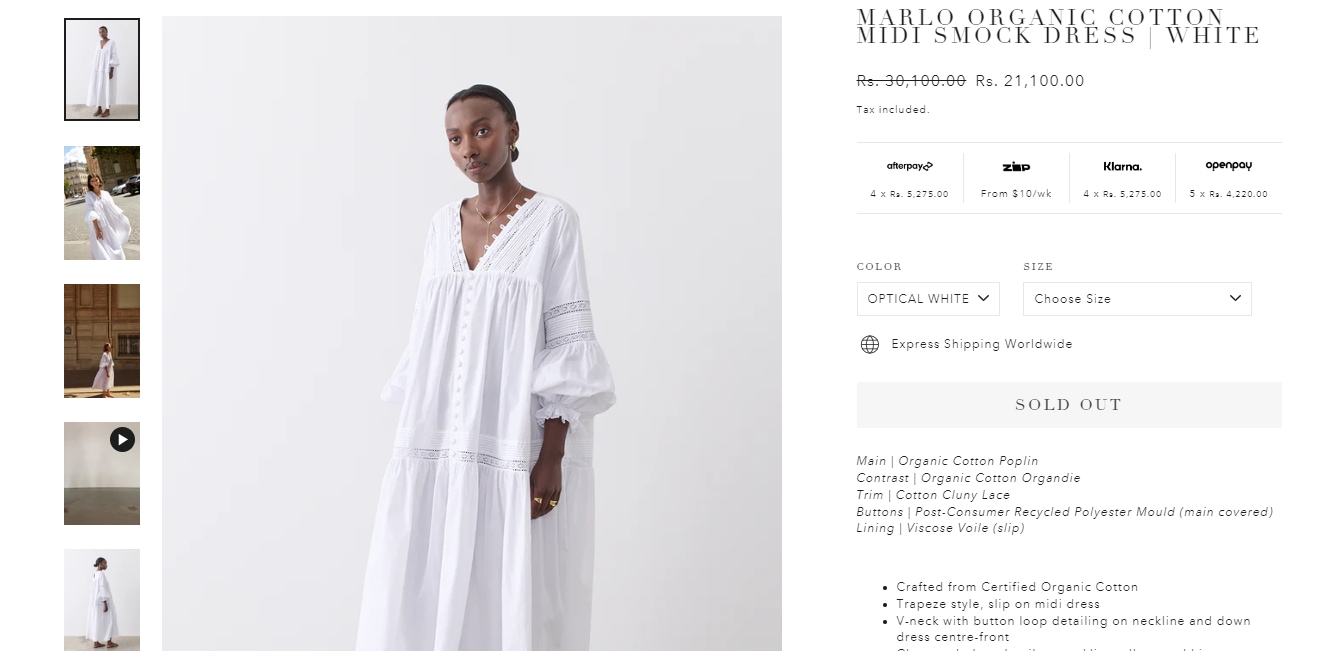 The price of the dress Deepika Padukone wore for her airport look. (joslinstudio.com)
