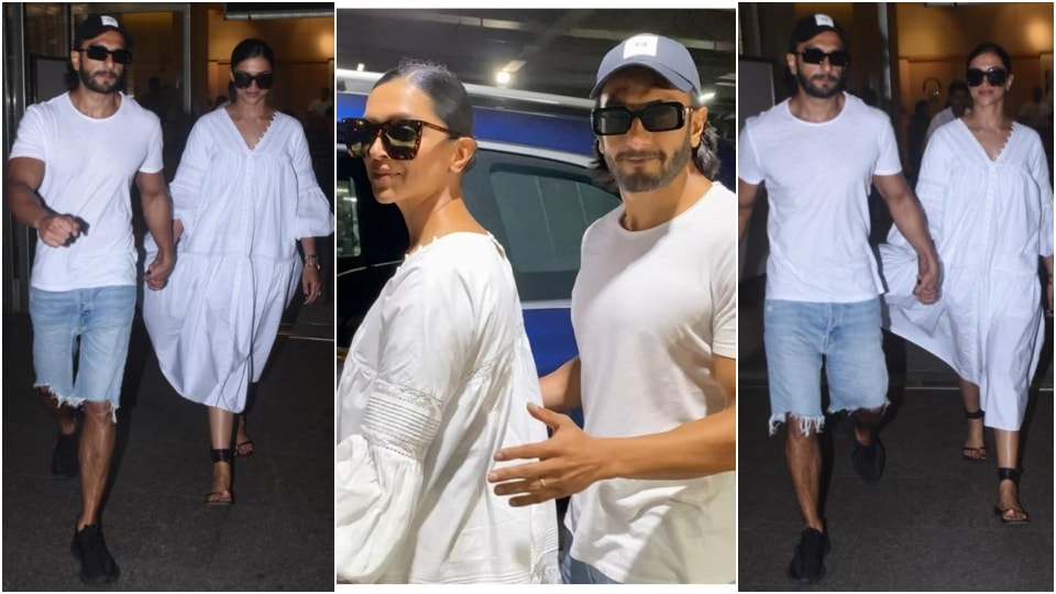 Deepika Padukone and Ranveer Singh at the airport.(HT Photo/Varinder Chawla)