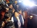 Bengal BJP chief Dr Sukanta Majumdar performing Ganga Aarti. (Twitter) Bengal BJP chief Dr Sukanta Majumdar performing Ganga Aarti. (Twitter)