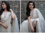 Samantha Prabhu is currently occupied with the promotions of her upcoming Telugu film Shaakuntalam which is slated to release on February 17. The actor recently graced a promotional event for the film wearing a gorgeous ivory organza saree teamed with a sleeveless silk blouse. (Instagram/@samanthaprabhuofficial)