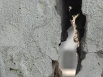 For the last several days, cracks have appeared in some of the houses in Aligarh.(ANI) For the last several days, cracks have appeared in some of the houses in Aligarh.(ANI)