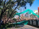 The reinforcement cage of an under construction metro pillar collapses in Bengaluru,