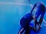 Man Dies On Badminton Court: The video of the incident shows the man suddenly collapsing.(Twitter) Man Dies On Badminton Court: The video of the incident shows the man suddenly collapsing.(Twitter)
