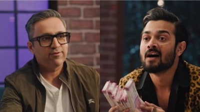 Former shark Ashneer Grover pitched ideas to actor Bhuvan Bam in a new video. Former shark Ashneer Grover pitched ideas to actor Bhuvan Bam in a new video.