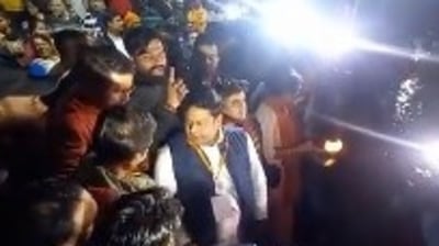 Bengal BJP chief Dr Sukanta Majumdar performing Ganga Aarti. (Twitter) Bengal BJP chief Dr Sukanta Majumdar performing Ganga Aarti. (Twitter)