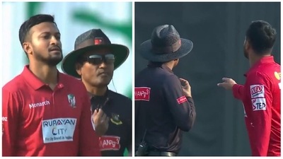 Shakib Al Hasan was seen having another heated argument during the Bangladesh Premier League (BPL) (Twitter/Bangladesh Premier League) Shakib Al Hasan was seen having another heated argument during the Bangladesh Premier League (BPL) (Twitter/Bangladesh Premier League)