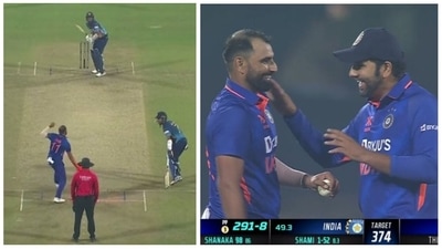 Mohammed Shami tried to outsmart the Sri Lankan skipper Dasun Shanaka at the non-striker’s end with a clever run-out (BCCI-Twitter/Screengrab ) Mohammed Shami tried to outsmart the Sri Lankan skipper Dasun Shanaka at the non-striker’s end with a clever run-out (BCCI-Twitter/Screengrab )
