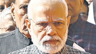 New Delhi, India - Dec. 13, 2022: Prime Minister Narendra Modi, Congress President Mallikarjun Kharge, Senior leader Sonia Gandhi, Adhir Ranjan Chowdhury, and others during a tribute ceremony to pay homage to martyrs who lost their lives in the 2001 Parliament attack on its 21st anniversary, at Parliament House complex in New Delhi, India, on Tuesday, December 13, 2022. (Photo by Ajay Aggarwal/ Hindustan Times) (Hindustan Times) New Delhi, India - Dec. 13, 2022: Prime Minister Narendra Modi, Congress President Mallikarjun Kharge, Senior leader Sonia Gandhi, Adhir Ranjan Chowdhury, and others during a tribute ceremony to pay homage to martyrs who lost their lives in the 2001 Parliament attack on its 21st anniversary, at Parliament House complex in New Delhi, India, on Tuesday, December 13, 2022. (Photo by Ajay Aggarwal/ Hindustan Times) (Hindustan Times)