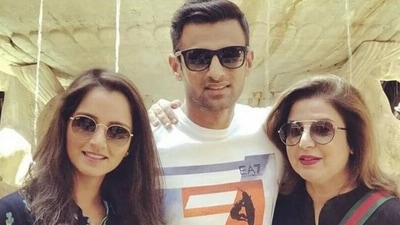 Farah Khan with Sania Mirza and Shoaib Malik. Farah Khan with Sania Mirza and Shoaib Malik.