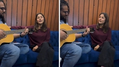 Shehnaaz Gill sings Moon Rise song in new video. Shehnaaz Gill sings Moon Rise song in new video.