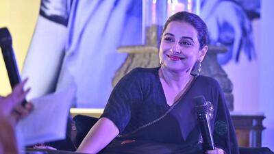 Vidya Balan interacting with FICCI members at an event in Ludhiana. (Gurpreet Singh/HT)