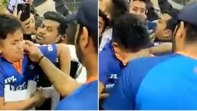 Rohit Sharma consoles, pulls cheeks after young fan gets emotional Rohit Sharma consoles, pulls cheeks after young fan gets emotional