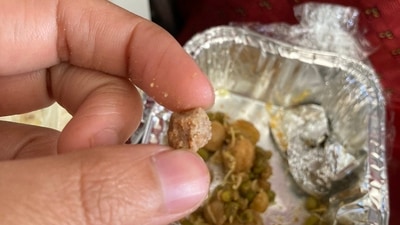 A passenger on Air India flight found a stone in the meal served to her. (Twitter) A passenger on Air India flight found a stone in the meal served to her. (Twitter)