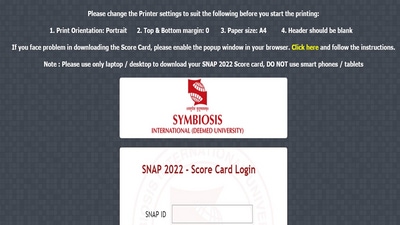 SNAP Result 2022 declared at snaptest.org, direct link to check score card