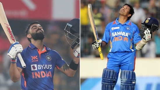 Virat Kohli trails Sachin Tendulkar by just four ODI centuries(BCCI/Getty)