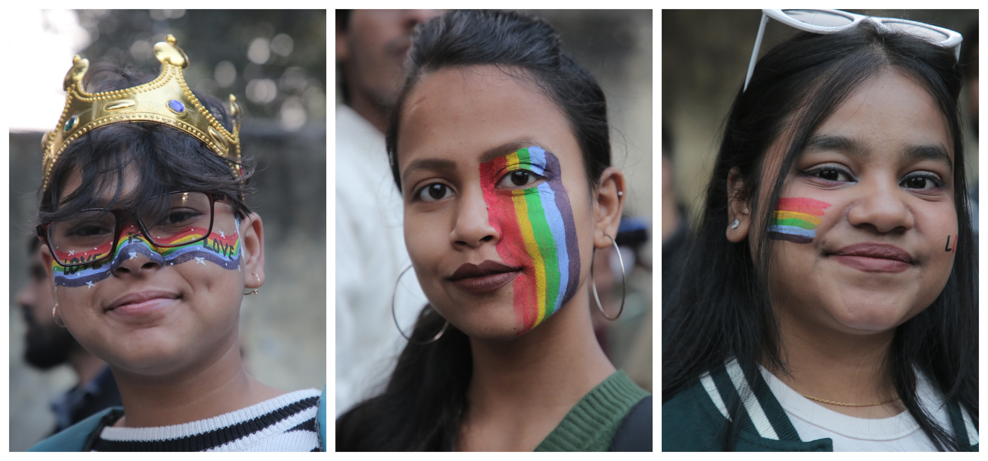 Participants painted their faces in rainbow colours to show their support. Participants painted their faces in rainbow colours to show their support.