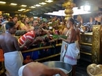 Devotees pay obeisance at Sabarimala Temple . (ANI pic service) Devotees pay obeisance at Sabarimala Temple . (ANI pic service)