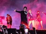 Diljit Dosanjh at a concert in December 2022 during his Born to Shine music tour. Diljit Dosanjh at a concert in December 2022 during his Born to Shine music tour.